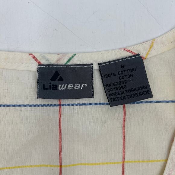 Vintage Lizwear Tank Top Cotton Windowpane Print - Picture 3 of 8